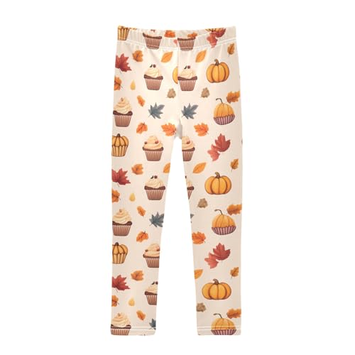 Girls' Athletic Leggings Ankle Length Yoga Dance Pants Kids Teen 4T Cake Pumpkin Fall Leaves