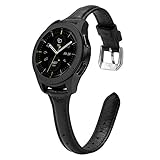 Wearlizer Leather Band Compatible with Samsung Galaxy Watch Bands 42mm 46mm Womens Mens,Genuine Leather Replacement Band Strap Bracelet Compatible Samsung Watch(42 mm Black)