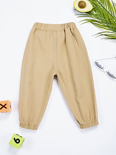 Kaerm Little Boys Cargo Pants Solid Color Joggers Cotton Sweatpants Toddler Kids Casual Trousers3