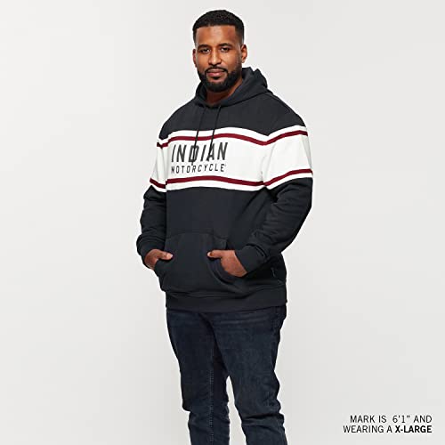 Indian Motorcycle Men's Pullover Hoodie Sweatshirt, Navy, Drawstring Hood - 28629004