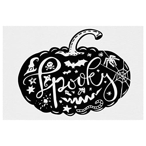 Sets de table en tissu Halloween : lot de 4 protections de table chics motif citrouille - 2