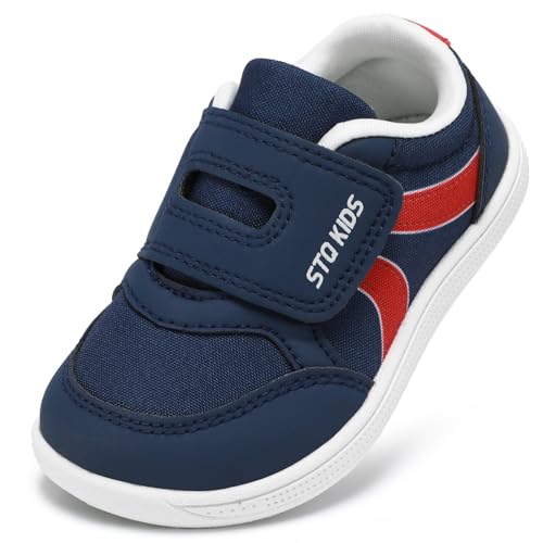 Toddler Wide Toe Box Shoes Boys Barefoot Shoes Boy Sneakers Kids Tennis Shoes Preschool Non Slip Lightweight Comfortable First Walking Running Outdoor Activities Navy Toddler Size 7