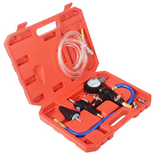 Image of DAYUAN Radiator Cooling System Vacuum Purge Coolant Refill Tool Kit | Professional Radiator Adapter, Fast Coolant Refill, Eliminates Air Pockets, Fits Most Cars SUVs Vans & Trucks, Red Case