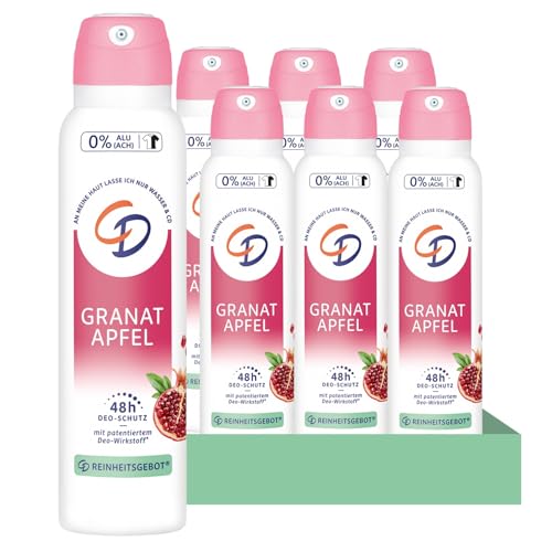 CD Deo-Spray 'Bio-Granatapfel' | 6 x 150 ml | Deodorant ohne Aluminiumsalze | langanhaltender Schutz für 24h | für empfindliche Haut geeignet | vegane Körperpflege