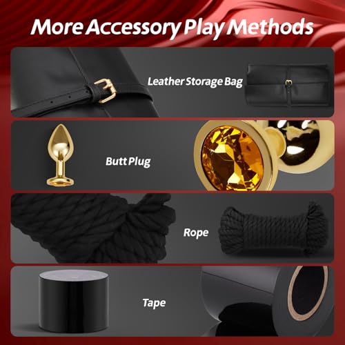 Image of Sex Bondage Restraints Kit BDSM - 21PCS Leather Handcuffs Ankle Cuffs Furniture Restraint Accessories with Storage Bag Adult Sex Toys for Men Women Couples Foreplay | Black | Leather Handcuffs, Ankle Cuffs, Furniture Restraint Accessories, Storage Bag Included, Used For Men Women Couples