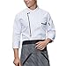 ICDKOYK Chef Unisex-Adulto a Maniche Lunghe a Maniche Lunghe permeabilità al Forno Facile Pulita Cucina Mens da Lavoro Uniforme per Autunno e Inverno, Bianco, l