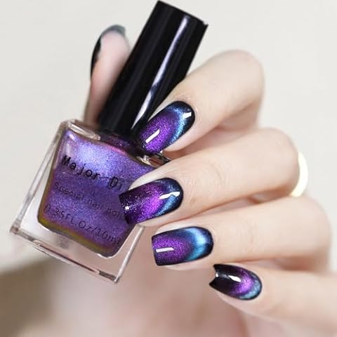 Major Dijit Cat Eye Nail Polish Quick Dry Glitter Nail Polish with Magnetic Stick, Vegan, and Cruelty-Free Nail Paint Art for Nail Salon Cover