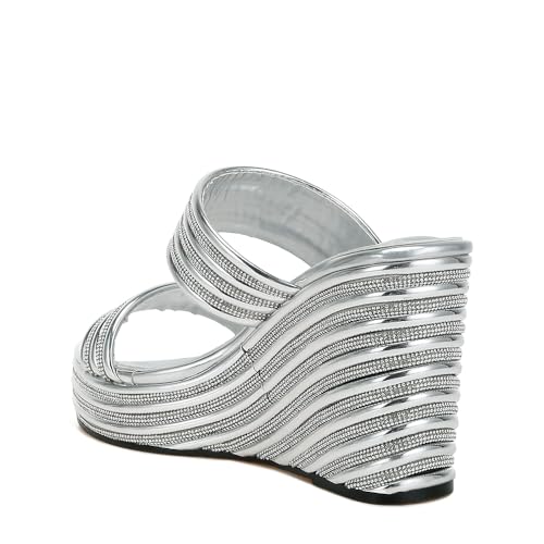 Image of London Rag Metallic Faux Leather Wedge Sandals