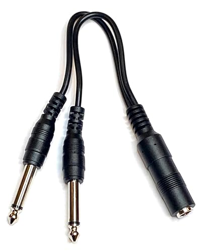 Cable divisor audio 1/4 pulg TS mono hembra a 2x1/4 pulg macho miniatura 2