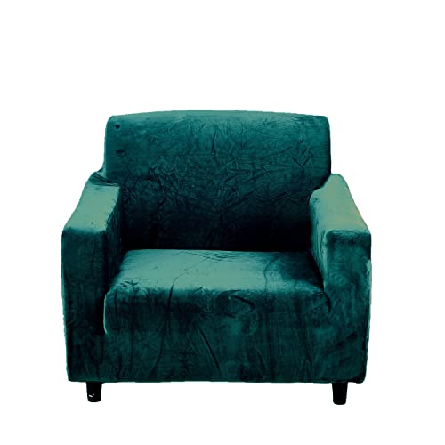 Dh-Link Plush Sofa Cover For 3 Cushion Couch, Velvet Couch Cover Stretch Recliner Chair Cover Furniture Sofa Loveseat Cover Protector (Dark Green)(1 Seat 70×120Cm) #TOP4