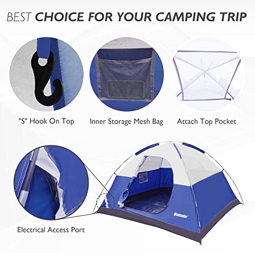 Mansader 2-3 Person Camping Tent For Outdoor Camping Family Beach Hiking Travel (Blue, 2-3 Person) #TOP4