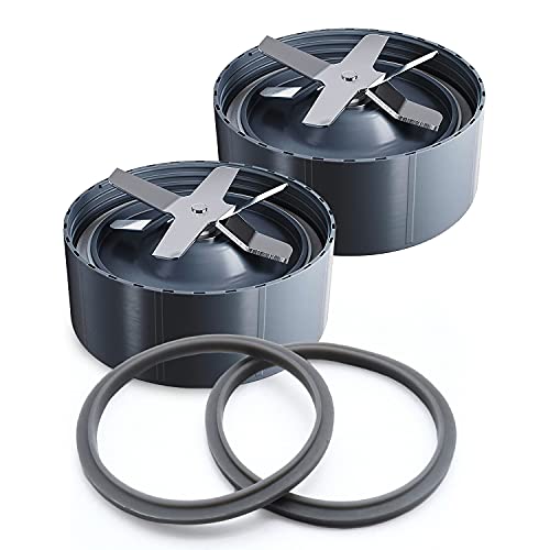ViliV Replacement Parts for Nutri Bullet 2 Extractor Blades Compatible with Nutri Bullet Pro Blender & 2 Rubber Gaskets with Seal Ring Compatible with Nutri Bullet 600w/900w 2 Pack
