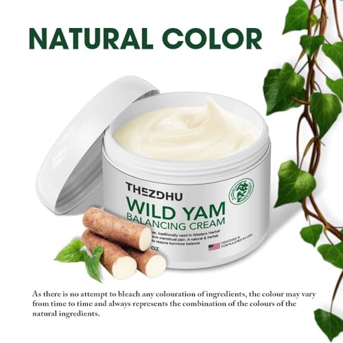 Image of Wild Yam Cream for Hormone Balance: （4 Oz ） Organic Wild Yam Cream for Women with Menopause & Menstrual, Natural Premium Plant Recipe for All Skin Types.