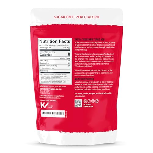 Image of Lakanto Monk Fruit Sweetener With Erythritol, White Sugar Substitute From Monk Fruit Extract, Classic White Sugar Replacement for Baking, Coffee & Tea, Gluten Free, Low Carb, Non GMO, Keto, 5 LB Bag