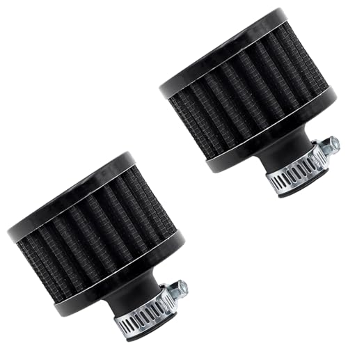 Eoppen 2Pcs 12mm Air Filter Mini Universal Vent Crankcase Cold Air Intake Breathe Filter for Car and Motorcycle (Black)