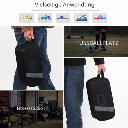 WISEPRO 2er-Set wasserfeste Reise-Schuhbeutel/Sportschuh-Taschen – Schuh-Organizer für Fußball & Golf, Gym – trennt Schuhe von Kleidung (Schwarz)