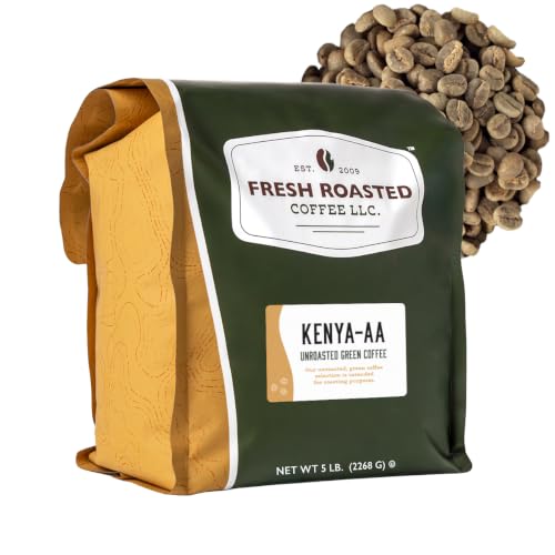 Fresh Roasted Coffee, Kenya AA Unroasted Green Coffee Beans for Home Roasting, Kosher, 5 lb (80 oz)