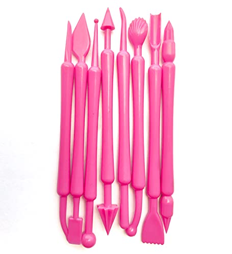 Zollyss Plastic Different Shapes Exclusive Modeling for Fondant Gum Paste Sugar Craft and Cake Decoration Clay Modelling Tools Set Package of 8 with 16 (Sky Blue)