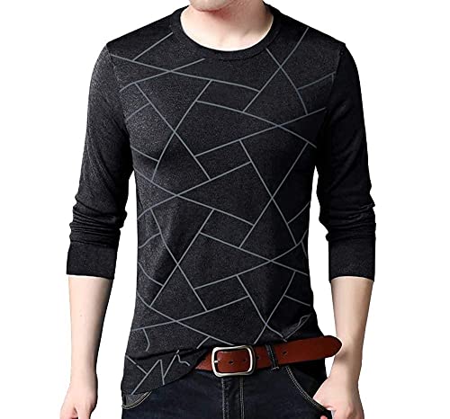 Image of Walter Jackson Premium Cotton Geometric Print Round Neck Slim Fit T-Shirt