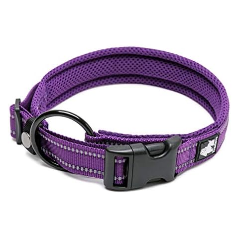 WINHYEPET True Love Dog Collar Reflective Sandwich lining Nylon Webbing Comfortable and Safe Adjustable Buckle convenient used for walking for Samll/Medium/Large neck ring TLC5011(Purple,L) Cover