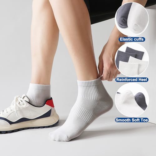 Men's Mesh Ankle Thin Socks (5-Pairs) - 95% Cotton Breathable, Stretch Fit Everyday Socks Casual - Size Fit 6-124