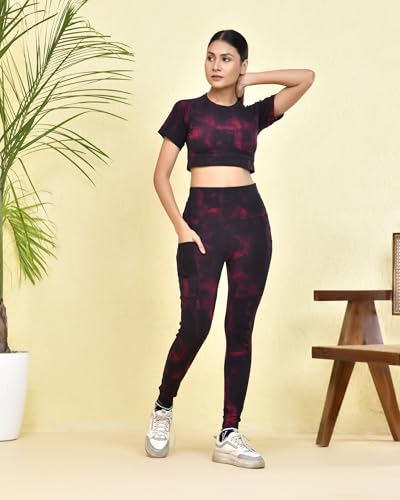 Image of SPLORR Premium Tights and Bra High Waist Stretchable Gym Tights Leggings Gym wear /Active Wear Yoga Pants Zumba /Dance Womens Workout Gym Tight Stretchable Workout Yoga Gym and Sports Bra Set