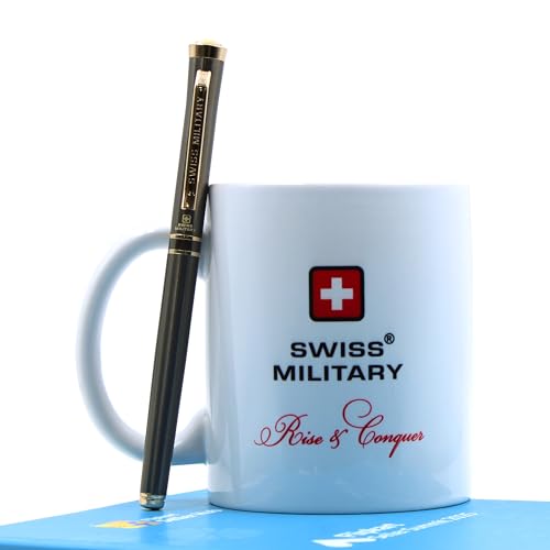 Image of SWISS MILITARY INNOVA Smooth Writing Metal Body Roller Pen with 0.7mm NSTC Blue Poly Jotter Refill, 2000-2200m Writing Length, Best Gift Men & Women, Professional, Executive Office- Body GUN Metal