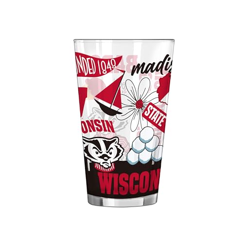 Image of Logo Brands NCAA 16 oz Pint Glass - Durable Glass With Bold Team Color- Chip-Resistant Rim Drinkware For Fans, Tailgates, Home Bars & Everyday Use