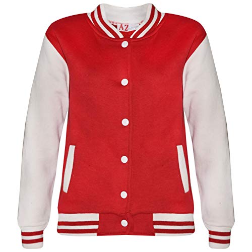 Kids Girls Boys Baseball Jacket Varsity Style Plain Red School Jackets Top 5-13Y