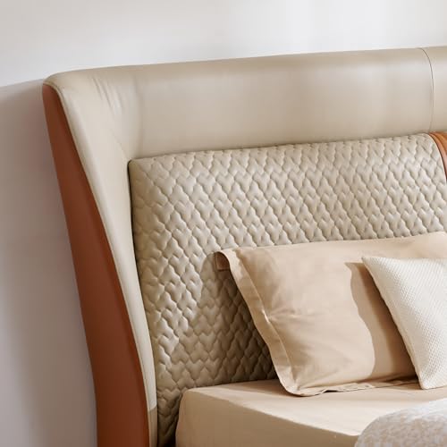 Image of Home Centre | Tiffany Caramel Queen Size Bed with Hydraulic Storage | Engineered Wood | Brown | 1 Year Warranty