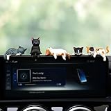 Cat Car Interior Accessories Dashboard Decorations, Set of 5 Cute Car Dash Decor Rearview Mirror Ornament for Women Girl
