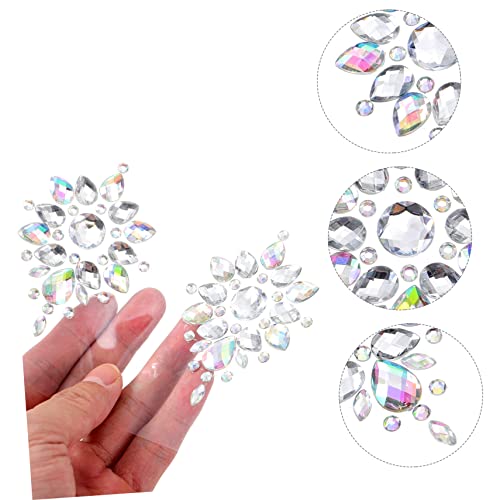 Beaupretty 3Pcs Adesivos Acrílicos Carnaval Rosto Joias Corpo Strass Adesivo Rosto Mardi Gras Adesiv