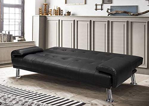 Bagno Italia Divano letto sofà 194x110x40 in ecopelle nero o bianco o microfibra beige o grigio reclinabile design moderno per sala soggiorno modello Sibilla I modern