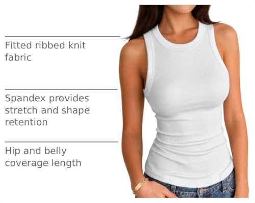 VICHYIE Women Summer Ribbed Knit Racerback Fitted Tank Top