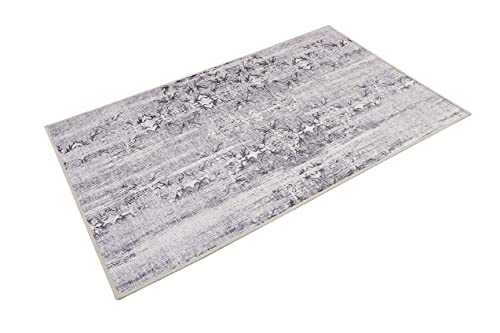 Wecon Home Badteppich, Badematte, rutschfest und Waschbar, Vintage, Sydney (70 x 120 cm, grau)