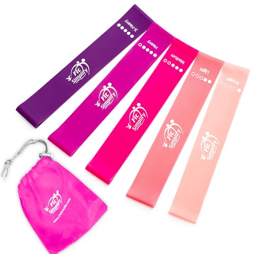 Fit Simplify Resistance Loop Exercise Bands with Instruction Guide and Carry Bag,…