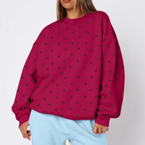 Jielayou Polka Dot Hoodie for Women Fleece Oversized Fashion Pullover Tops - image 4