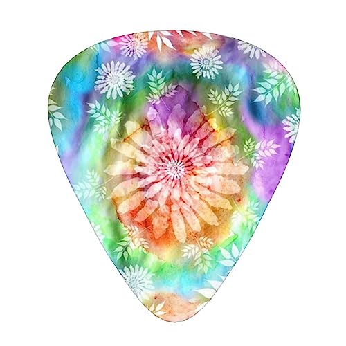 植物水彩タイダイ ギターピック Guitar Pick 12枚セット ティアドロップ型 エレキギター/アコースティックギター/クラシックギター/ベース等の練習に最適な12枚セット
