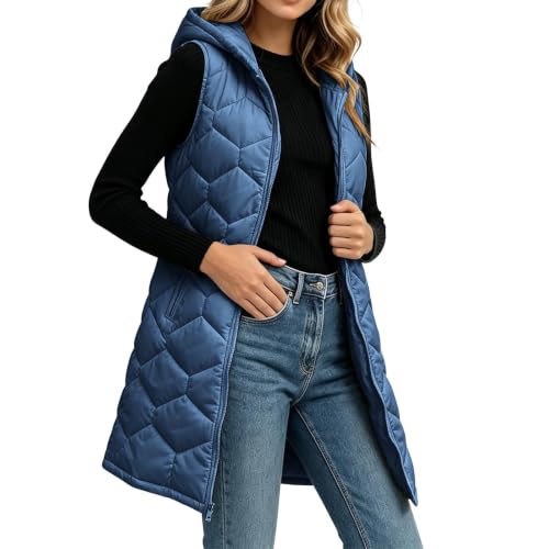 Lainyong Womens Long Vest with Pockets Winter Lightweight Quilted Jackets - image 5