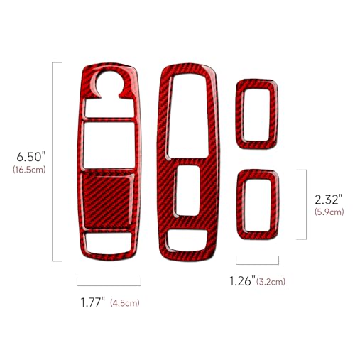 Image of 4 Doors Window Switch Lift Control Decals for 2011-2026 Dodge Durango / 2011-2023 Charger /Chrysler 300 /2011-2021 Jeep Grand Cherokee WK2 Accessories Carbon Fiber Stickers