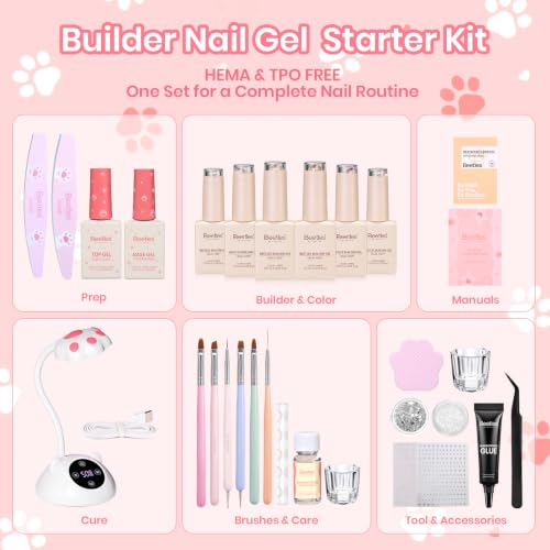 Image of Beetles Builder Gel Nail Kit, 6 Colors Gel Builder for Nail TPO & HEMA-FREE