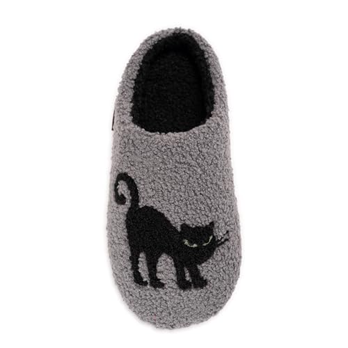 MUK LUKS Women's Novelty Punch Needle Grey Cat4