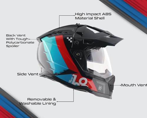 Image of Vega VF 11 Dirt-X Aircraft Full Face Riding Helmet with Aerodynamic ABS Shell, Shock Absorbing Interior, Ventilated Comfort Fit, Racing -Inspired Design - Black Red