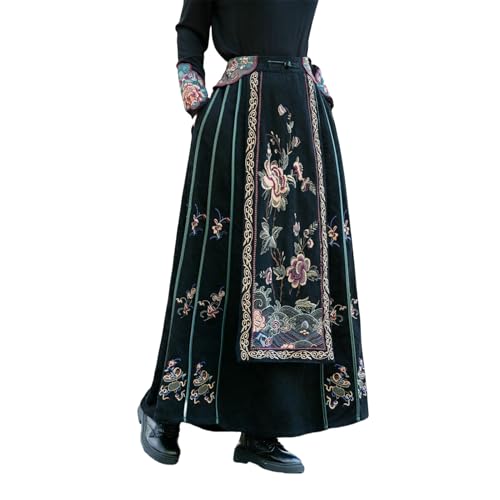 Jupe coton et lin broderie nationale taille haute : confort fluide et respirant