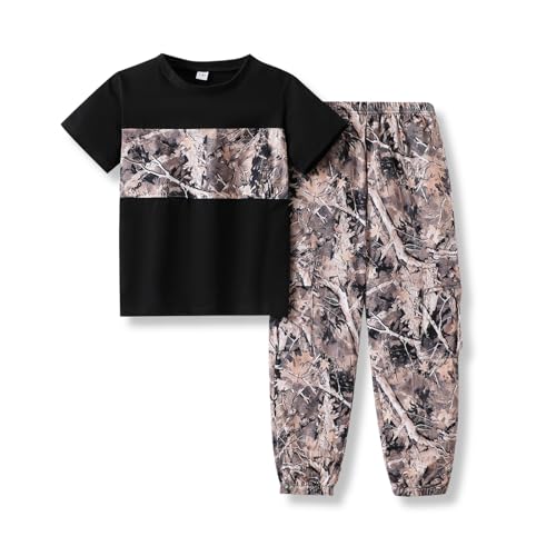 Image of 5-12 Years Boys Clothing Set Camo Hoodie & Cargo Pants Outfits Set 2025 Fashion Clothing