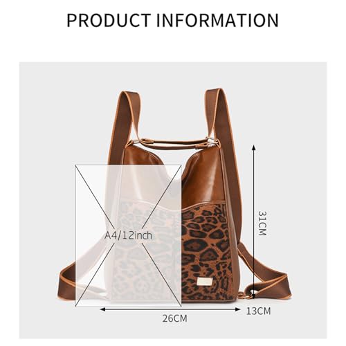 Suede Slouchy Shoulder Bag Leopard Spacious Suede Hobo Bags for Women Large Soft Leather Backpack Alt Hobo Leopard Backpack Convertible Crossbody Bag 2025 for Daily College Travel (Black)3