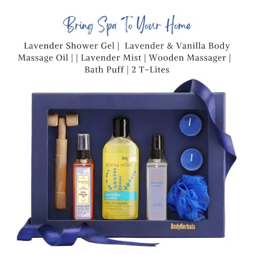 Image of BodyHerbals Lavender Essentials Bath & Body Gift Set for Women & Men - 6 Pcs Skin Care Kit | Vegan Luxury Gift Box for Birthdays, Anniversaries, Weddings, , Gift & Special Occasions
