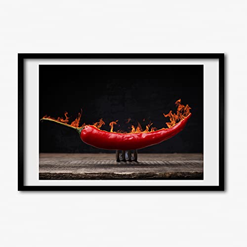 Cadre de photo 60x40 cm Tulup tableau peinture de piment et cadre bois MDF