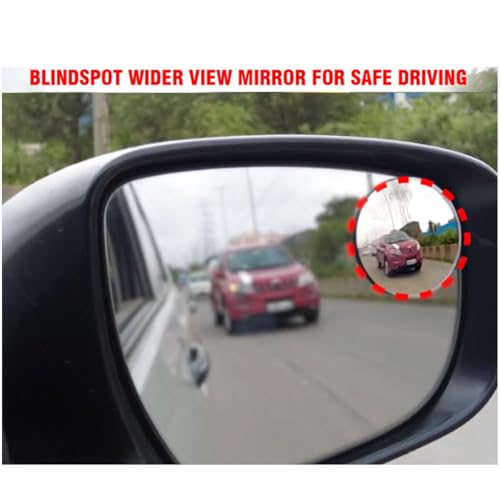Image of CarWoW Round Blind Spot Mirror For Car ORVM Mirror | 360 degree Adjustable Convex Blind Spot Mirror Suitable For All Cars, Bikes, Trucks (2-pcs)