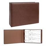 3 Rings Check Binder for End-Stub Deskbook Checks, 3 on a Page, Fit 3 & 9 Holes Check Faux Leather (11 1/4' x 9') (Brown)